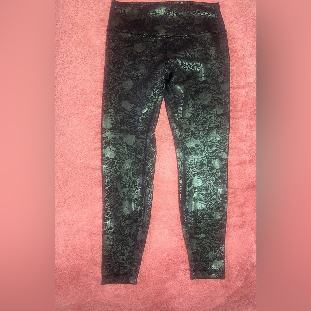 Lululemon Athletica Black Floral Leggings